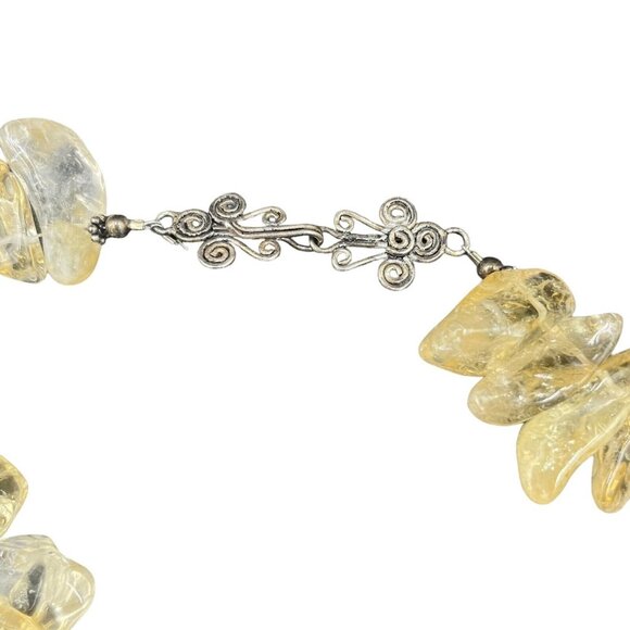 Polished Citrine Bead Choker Necklace Sterling Silver 18” Yellow Heavy - Picture 5 of 6